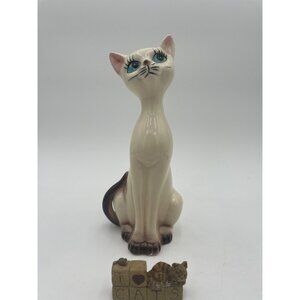 Ceramic Cat Figurine & "I Love Cats" Block Decor By Blossom Bucket Inc